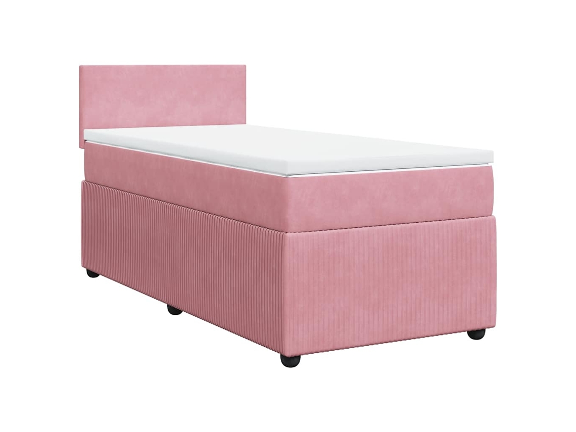 Cama com Molas/colchão 90x200 Cm Veludo Rosa MAISON EXCLUSIVE