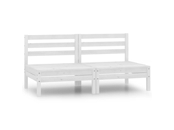 Vidaxl Sofás De Centro P/ Jardim 2 Pcs Madeira De Pinho Maciça Branco