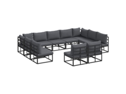 Conjunto 11 Conjunto De Sofá De Jardim Vidaxl Preto Alumínio (353 X 211,5 X 71 Cm)