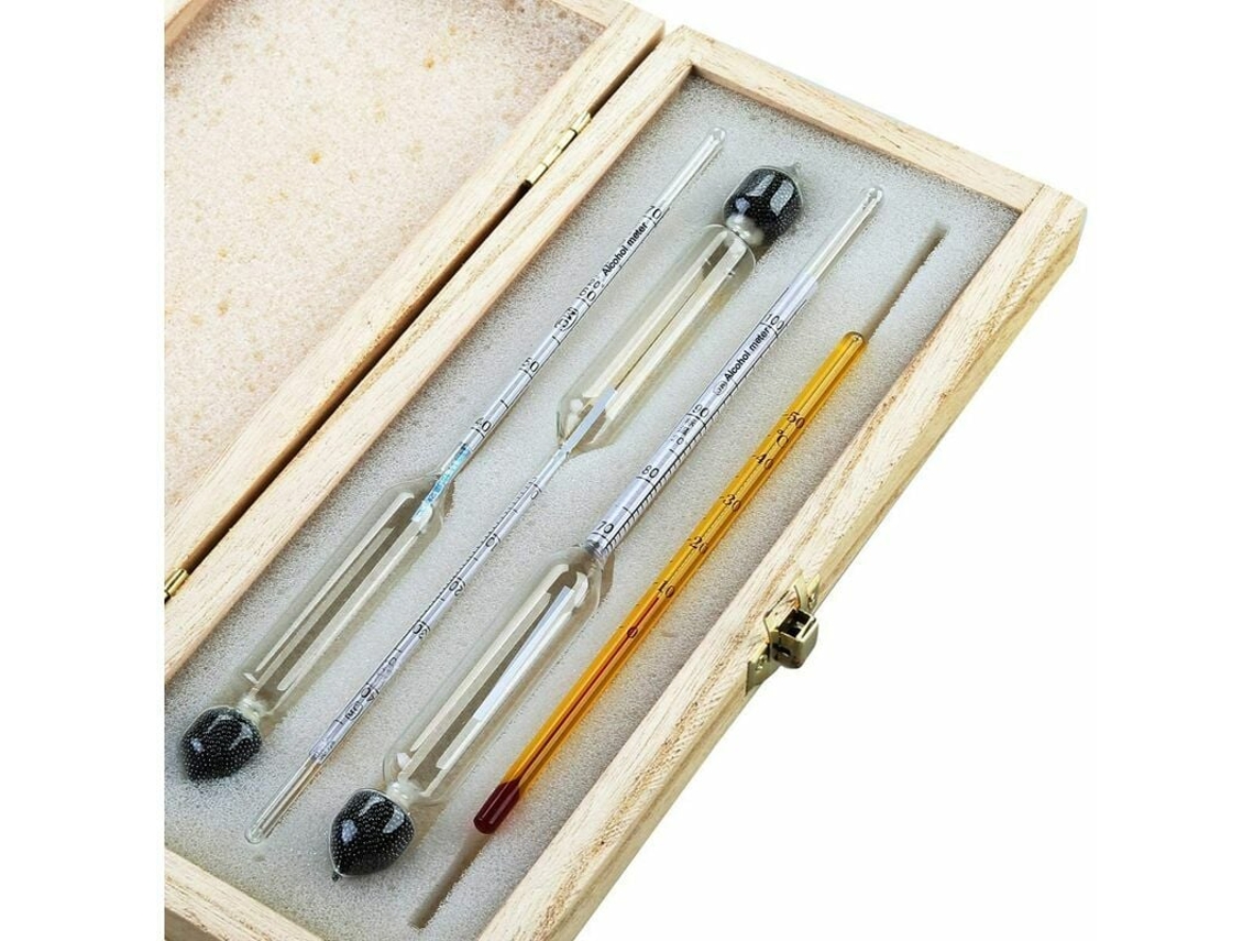 Alcoolímetro Profissional Conjunto De 3 Hidrômetros 0 100 Termómetro Para Medir Teor Alcoólico De Conhaque, Whisky, Vodca, Conhaque, Etc.