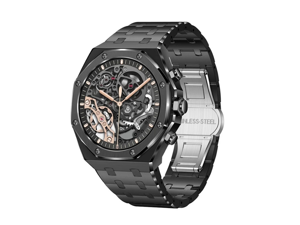 Smartwatch empresarial Bestvite com chamadas Bluetooth, tela grande, monitoramento de oxigênio no sangue, sono e saúde, preto