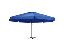 Vidaxl Guarda-sol De Jardim Com Poste De Alumínio 600 Cm Azul-ciano