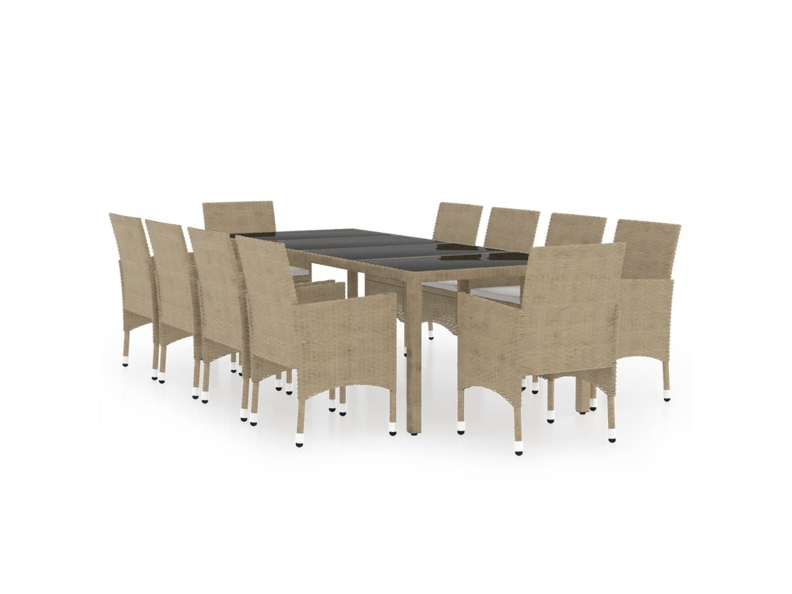 Garden Dining Set, Garden Dining Sets Vidaxl Bege Rattan / Vime (250 Cm Table Length)