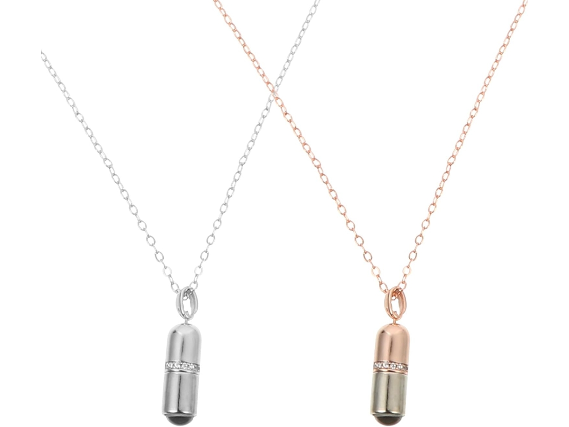 Conjunto De 2 Colares Com Pingente De Cobre Para Mulheres, Nas Cores Ouro Rosa E Branco, Com Design De Pílula.