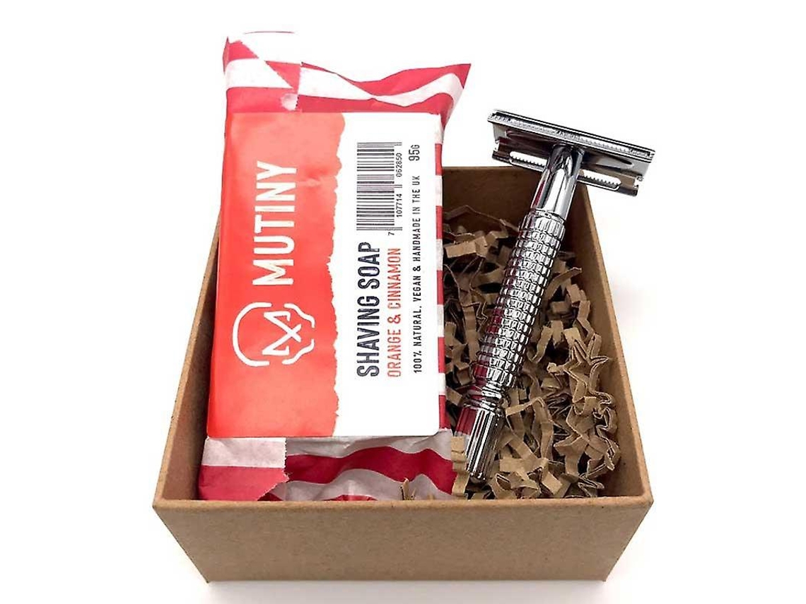 Kit De Barbear: Razor De Segurança E Sabonete De Barbear Laranja E Canela