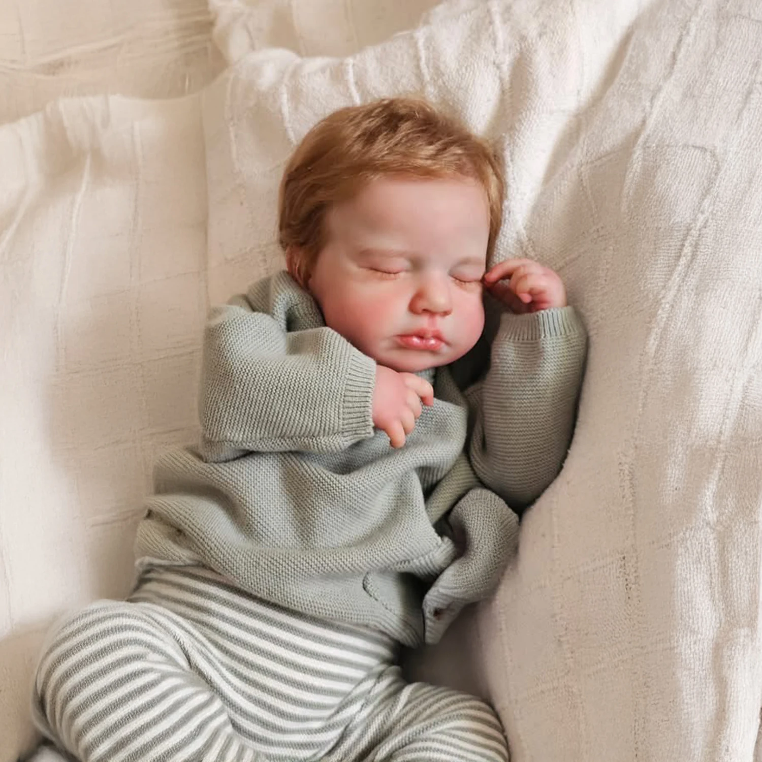 (verde) Boneca Recém-nascida Macia De 48 Cm (19 Polegadas), Realista E Com Toque Suave, Pintura Multicamadas, Pele 3d.