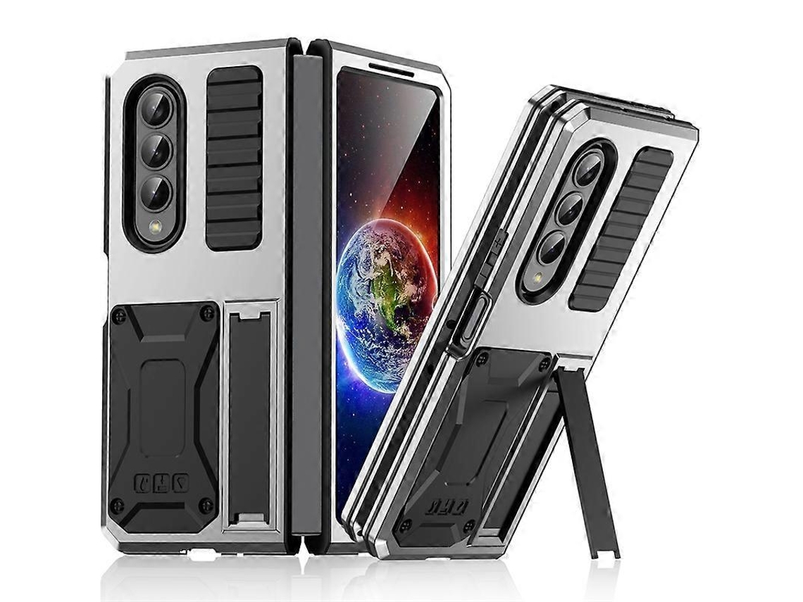 Capa Metálica À Prova De Choque Para Samsung Galaxy Z Fold4 Com Suporte.