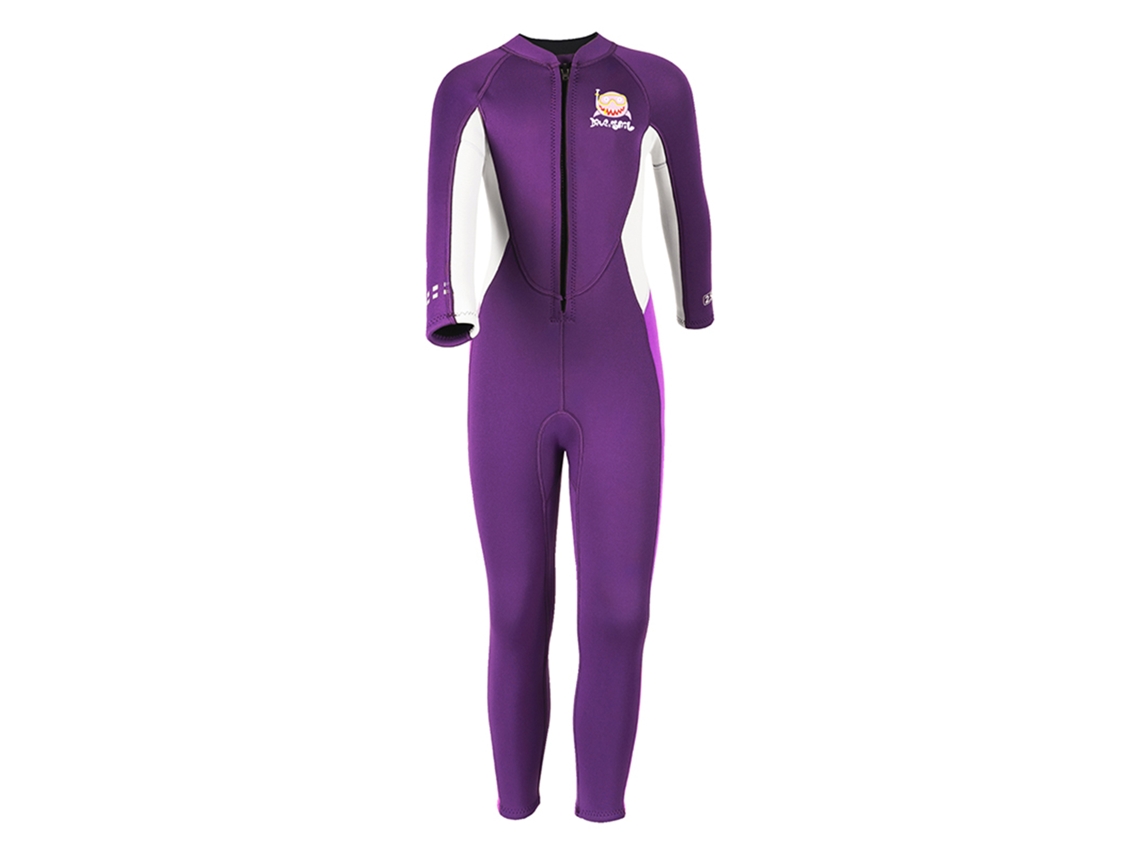 Traje de Mergulho Infantil Meninas 2.5mm Neoprene com Zíper Frontal, Proteção Solar UPF 50+ | S/MARCA