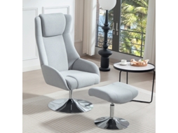 Poltrona Acolchoada Giratória Com Pufe, Reclinável, Com Braços, Para Sala De Estar E Quarto, Cor Cinza.
