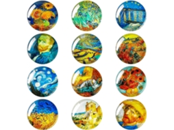 12 Ímãs De Geladeira De Vidro 30 Mm Aquaforge (pintura Artística)