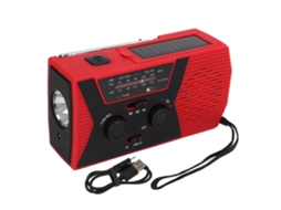 RÁDIO DE EMERGÊNCIA, MANIVELA, BATERIA 2000MAH, 3 LANTERNAS LED, AMARELO AQUAFORGE