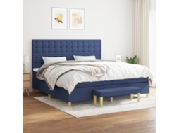Vidaxl Cama Com Molas/colchão 200x200 Cm Tecido Azul