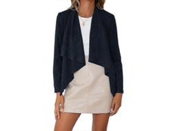 Cardigan De Dama De Cor Solida Com Botoes Lapela Manga Longa Para Mulheres Tamanhos S A 3xl Azul Marinho