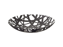 Cesta De Frutas Tower, Negra - Design Simples De Metal Pintado - Marca Yamazaki - D26xh4.5