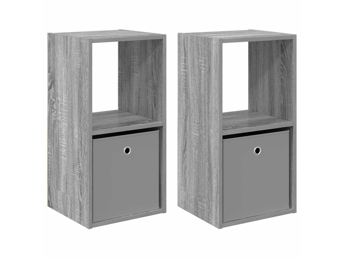 Conjunto 2 Mesa-de-cabeceira Vidaxl Cinzento Derivados De Madeira (35 X 32 X 68,5 Cm)