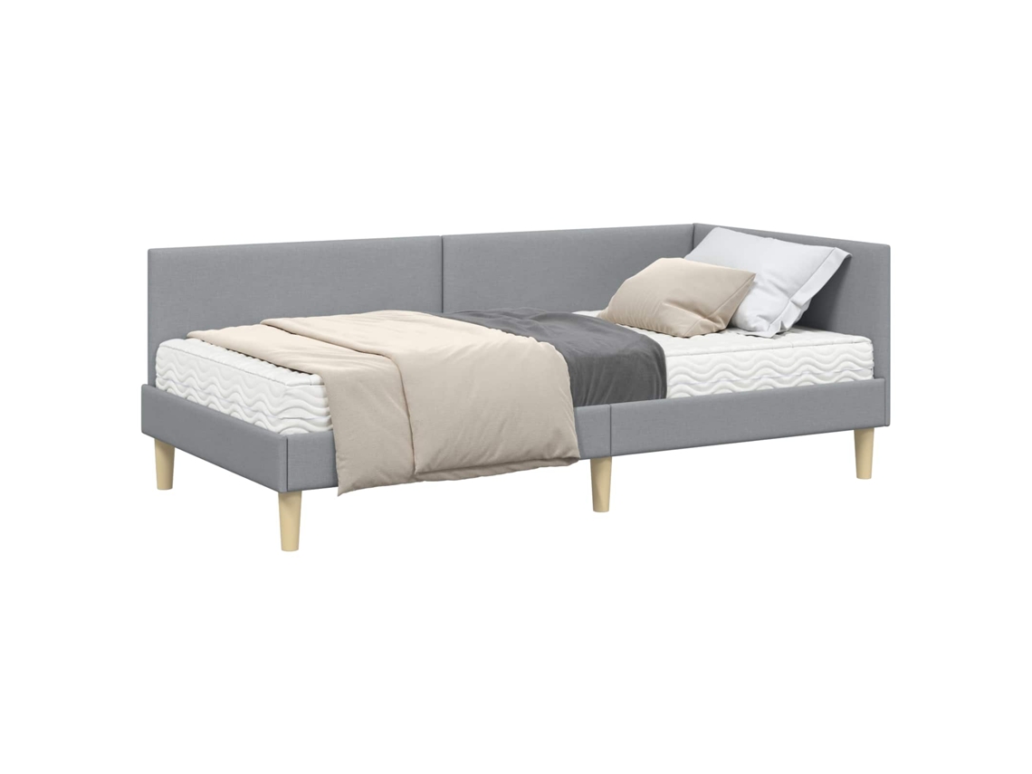 Conjunto de 2 Estruturas de Cama de Canto com Colchão Cinzento Claro MAISON EXCLUSIVE (não especificado)