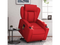 Vidaxl Poltrona Massagens Reclinável Elevatória Couro Artif. Vermelho