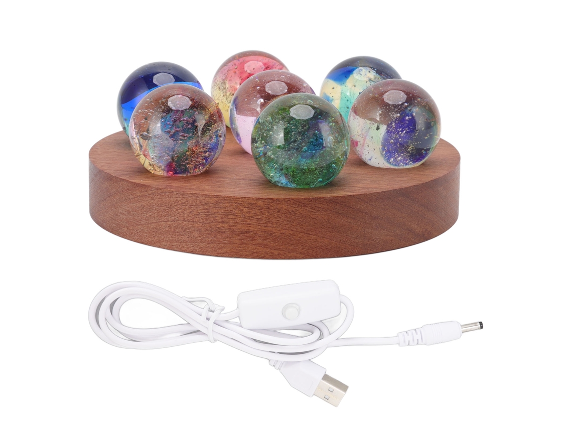 Lâmpada Bolha 3d Led Cor Variável Base Madeira Decoração