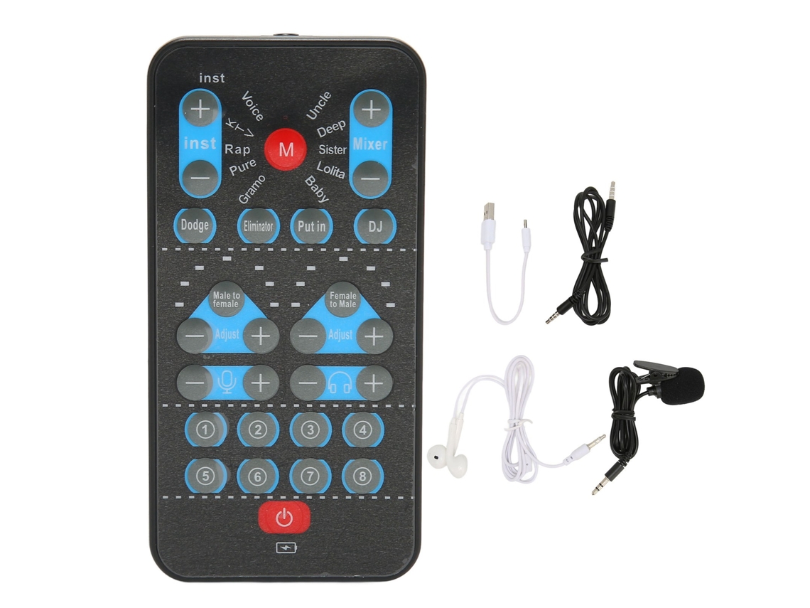 Mini Modificador de Voz Compatível com Placa de Som Multilíngue com 8 Efeitos Sonoros para Celular e Computador. Brilvibera