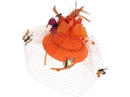 Tiara Laranja Feminina, Chapéu Decorativo Em Miniatura, Acessório Elegante.