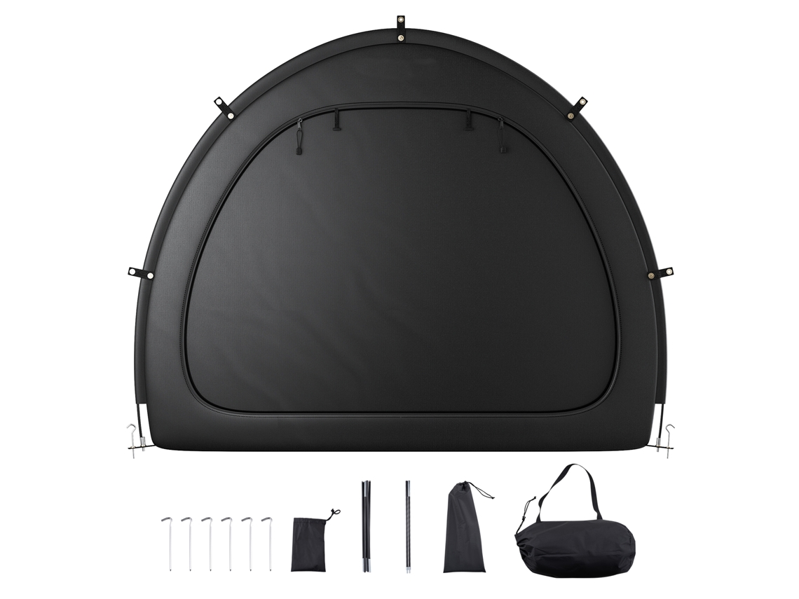 Barraca de Camping para Bicicletas, Impermeável em Formato Leque 1706x2133x2438mm com Janela Ventilada, Fibra Vidro Alta Resistência e Zíperes Duplos