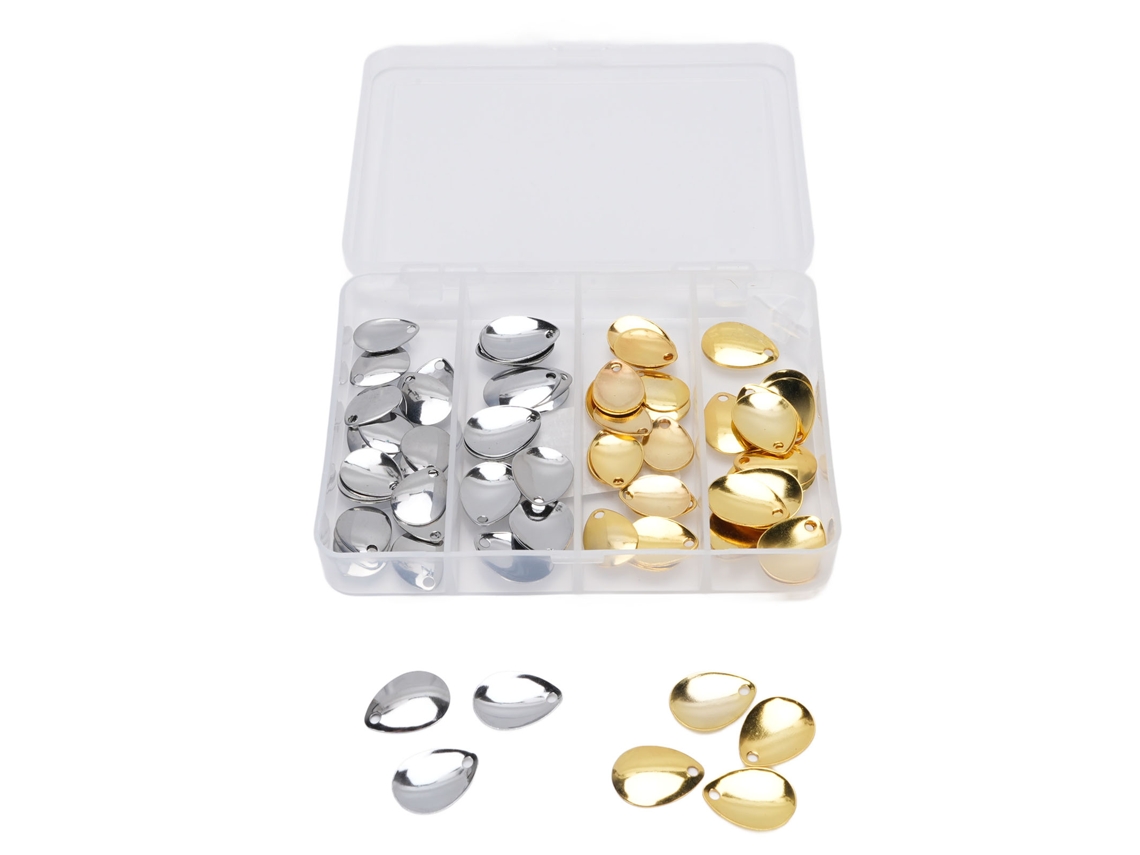 Laminas Rotativas de Pesca Aço Inox 80pcs Ouro Prata