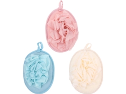Conjunto De 3 Peças De Toalhas De Banho Em Malha Com Bola De Banho E Luvas Esfoliantes.