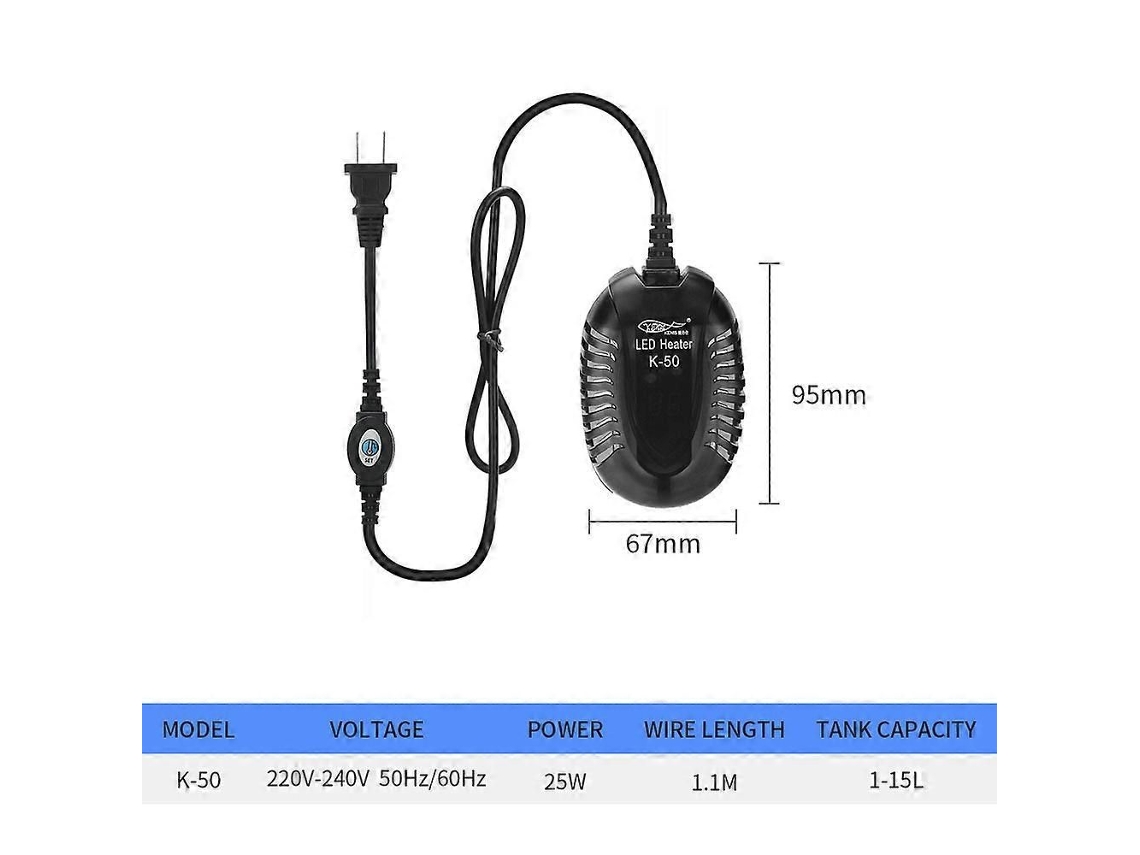 Aquecedor de Aquário GOKOCO em Aço Inoxidável, 300w, com Termostato