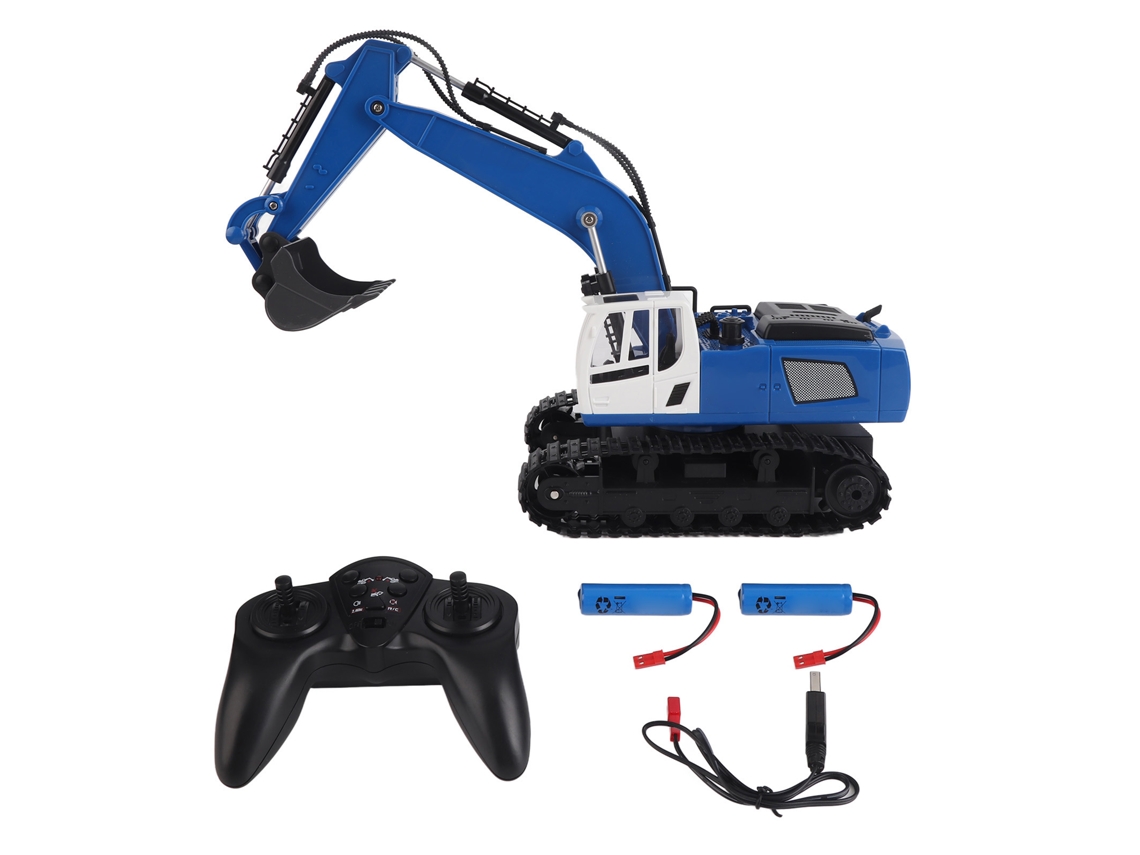 Mali brinquedo de Construção Excavadora Rc de Liga 1:18 com Controle Remoto 2.4g para Crianças a Partir de 8 Anos Azul Bateria Dupla
