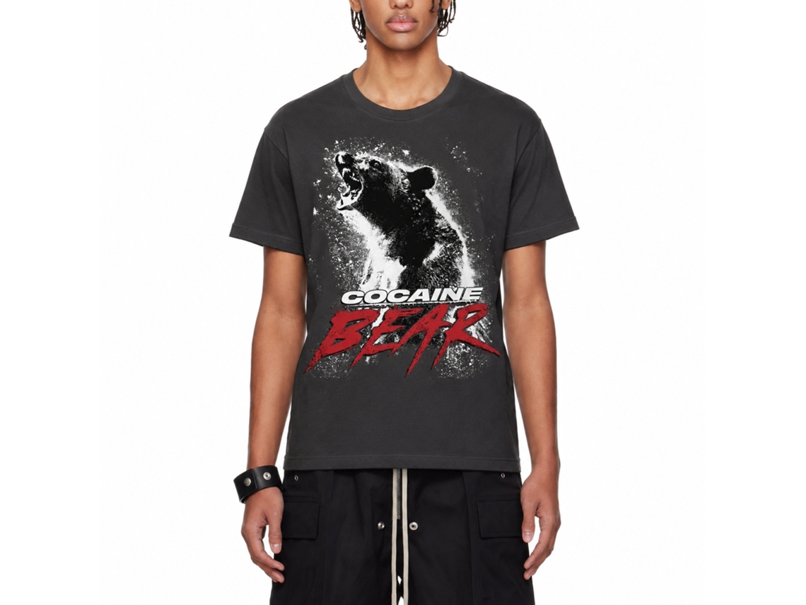 Rockinstone Cocaine Bear Movie Poster Light Solid Smoke Adult T-shirt Size:l
