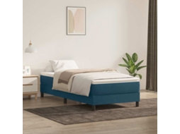 Vidaxl Cama Com Molas Sem Colchão 100x220 Cm Veludo Azul-escuro