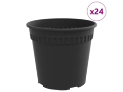 Conjunto 24 Vaso De Flores Vidaxl Preto Plástico (ø 19 X 16,5 Cm)