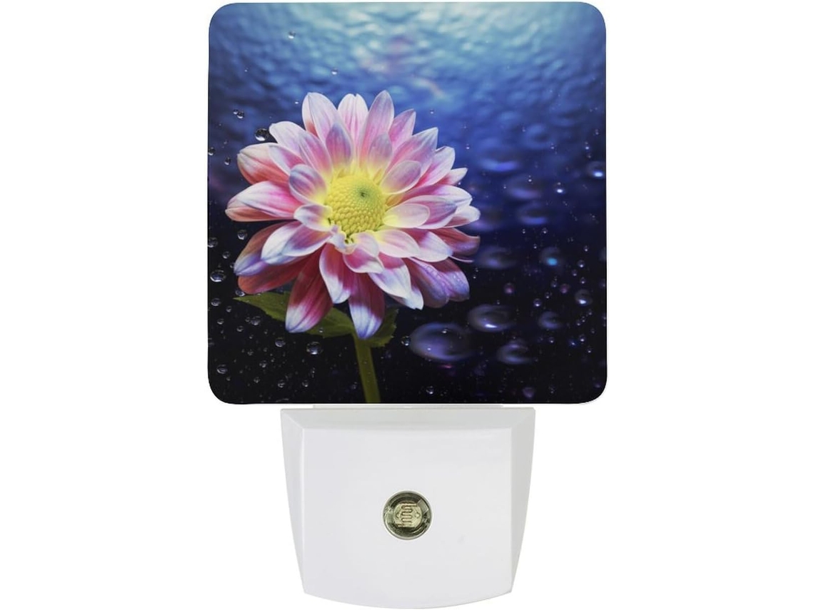 Luminária de parede noturna em formato de flor, luz branca com sensor, lâmpada LED de baixo consumo para quarto.