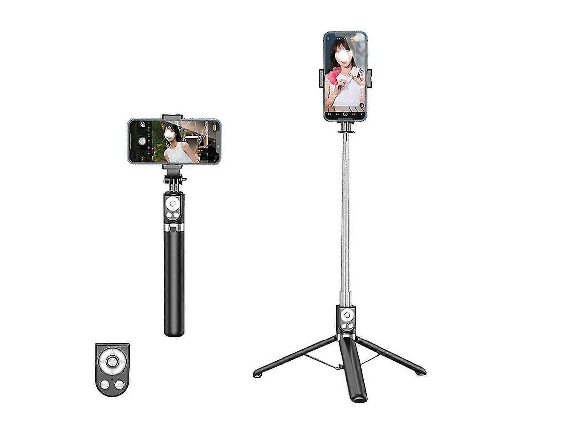 Lurelia Tripé Para Selfie Bluetooth, Com Controlo Remoto, Extensível, Rotação 360°, Para Telemóvel, Preto