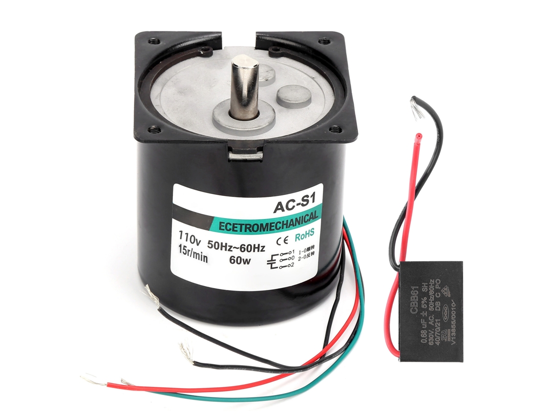 Motor Síncrono YURU 60W com Eixo Excêntrico Imã Permanente Baixa Velocidade 15rpm 110V