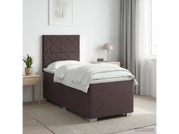 Vidaxl Cama Box Spring Com Colchão Marrom Escuro 80 X 200 Cm Tecido