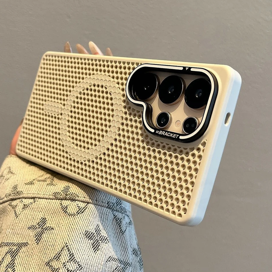 (galaxy S24 Branco) Capa Protetora Com Dissipação De Calor, Suporte Para Lente Dourado, Carregamento Sem Fio