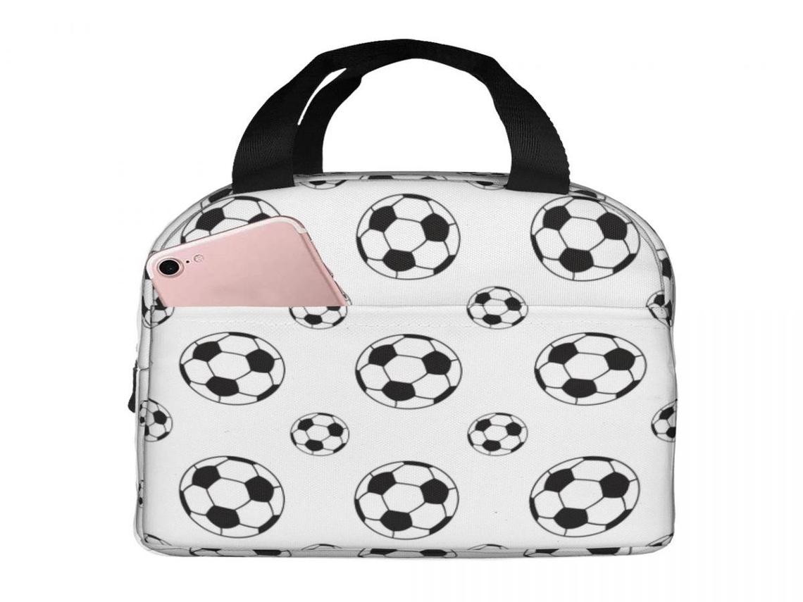 Lurelia Bolsa Térmica Para Almoço, Em Tecido Oxford, Estampa De Futebol, Para Escola E Trabalho