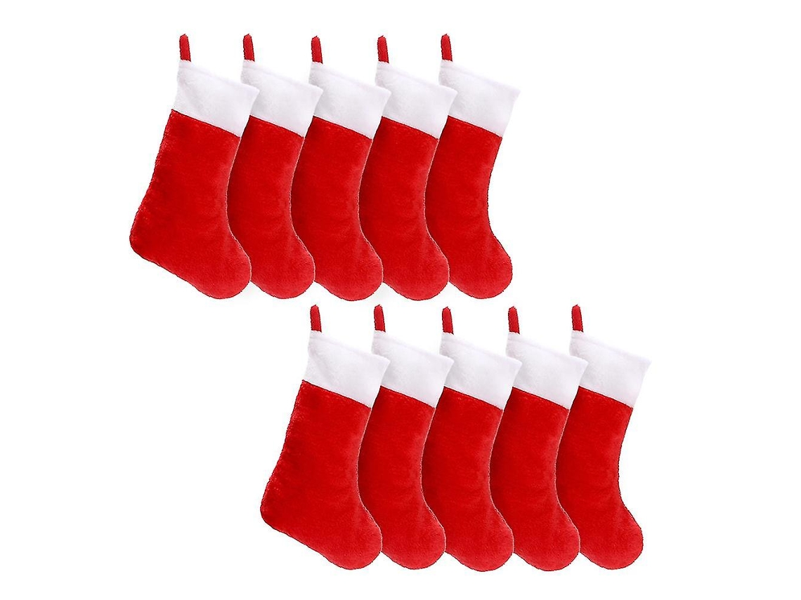 Conjunto De 10 Meias De Natal De Feltro Vermelho, Organizador Para Meias, Ideal Para Guardar Presentes Em Casa Ou Na Lareira. Hengjian