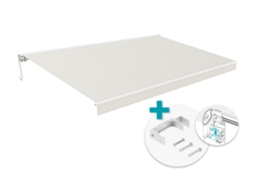 Toldo Motorizado Fazzio 5x3m Branco Com Tecido Bege E Fixação No Teto