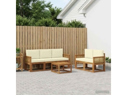 Vidaxl Conjunto De Sofás Para Exterior 6 Pcs Natural E Creme Poliéster
