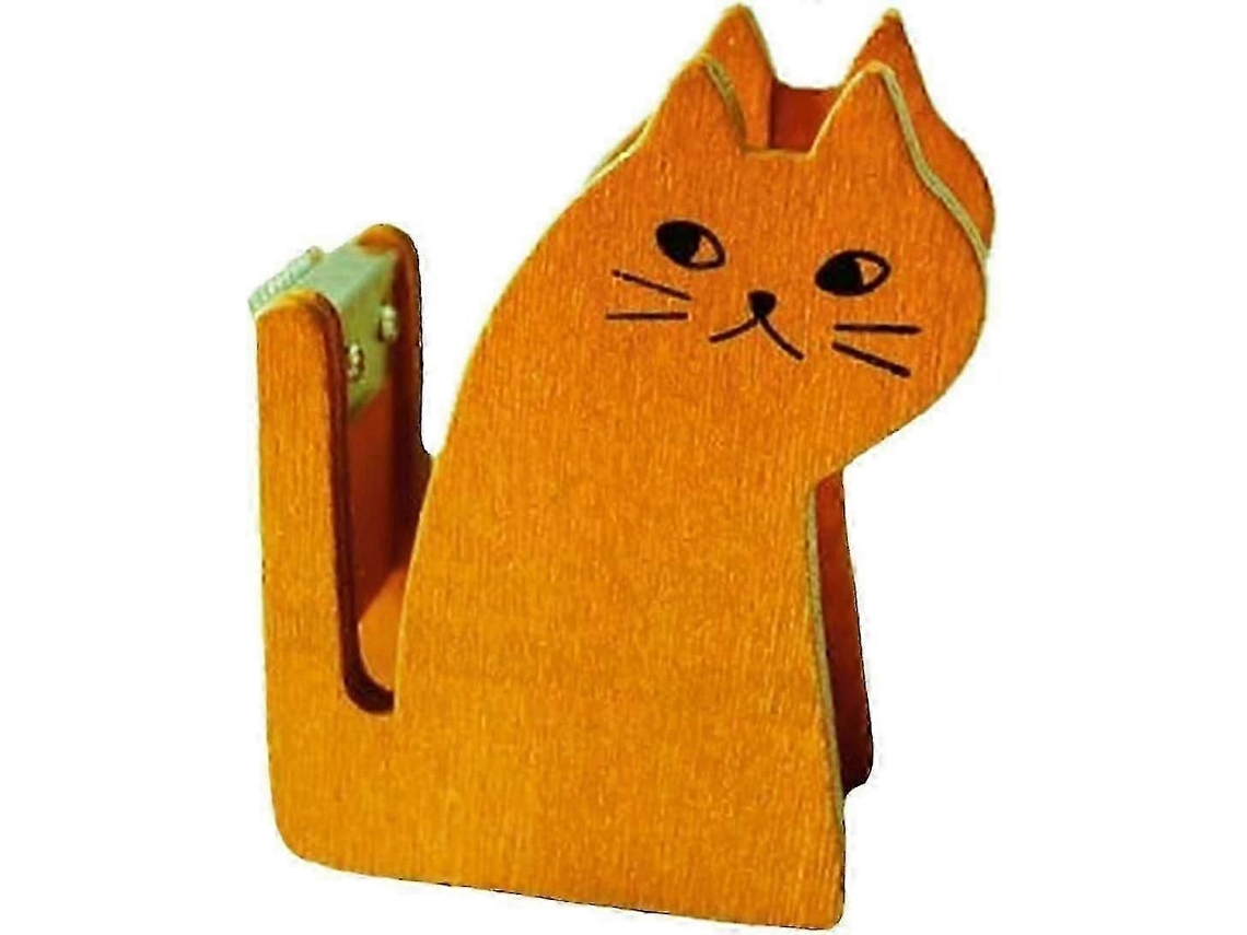 Porta-fita Adesiva De Mesa Com Tema Gato, Decoração Divertida, Arranhador, Enfeite, Comedouro, Madeira Marrom.