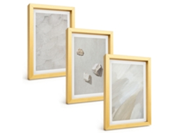 Quadros Decorativos Para Paredepedras De Areia, Pintura Moderna Moldura Dourada Quadros Para O Escritório Espelharte (3 Peças 20x30 Cm)