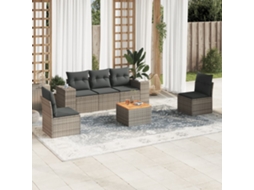 Vidaxl 6 Pcs Conjunto Sofás De Jardim Com Almofadões Vime Cinzento