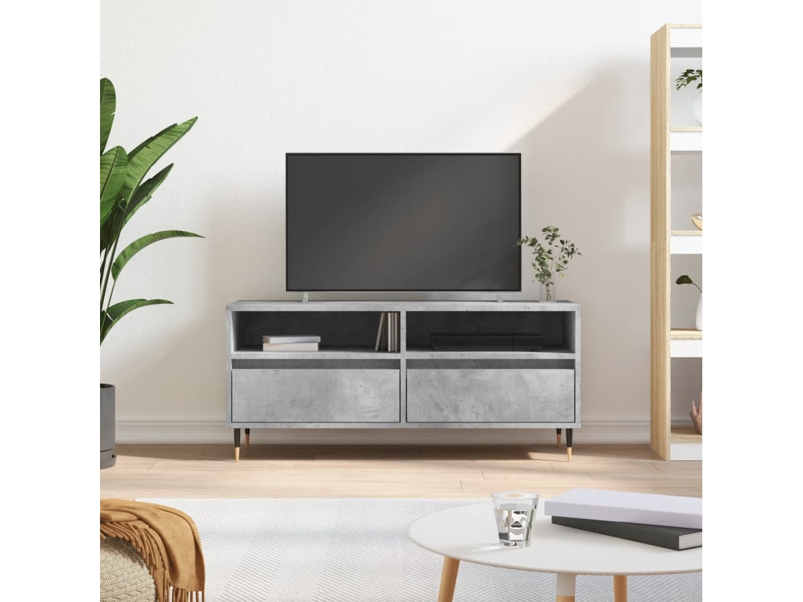 Móvel P/ Tv 100x34,5x44,5cm Derivados De Madeira Cinza Cimento Lovely Home