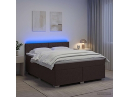 Vidaxl Cama Box Spring Com Colchão E Led Marrom Escuro 140 X 190 Cm