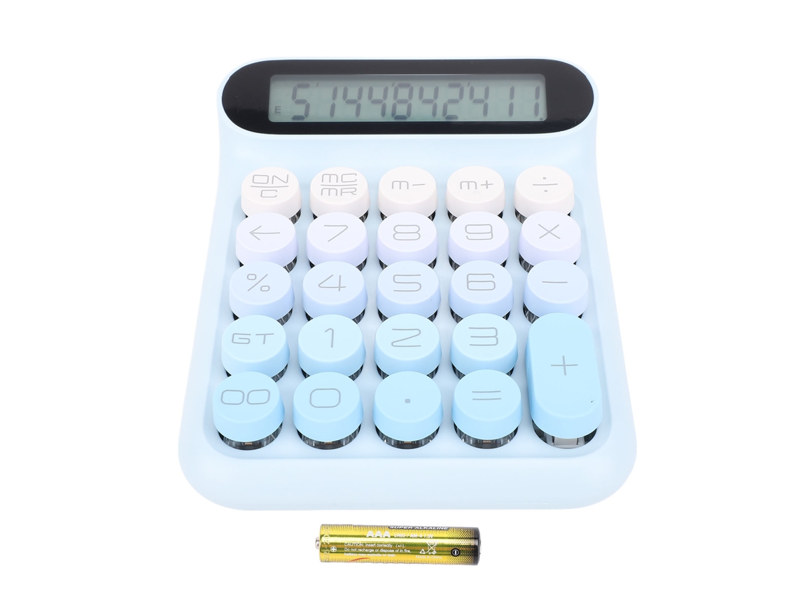 Calculadora De Chave Mecânica 24 Teclas Lcd Azul