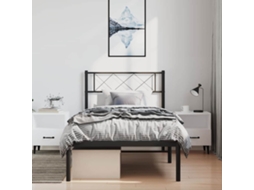 Vidaxl Estrutura De Cama Com Cabeceira 100x200 Cm Metal Preto