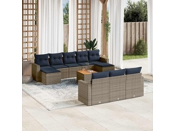 Vidaxl Conjunto De Sofá De Jardim Com 11 Peças E Almofadas Em Rattan Sintético Cinza
