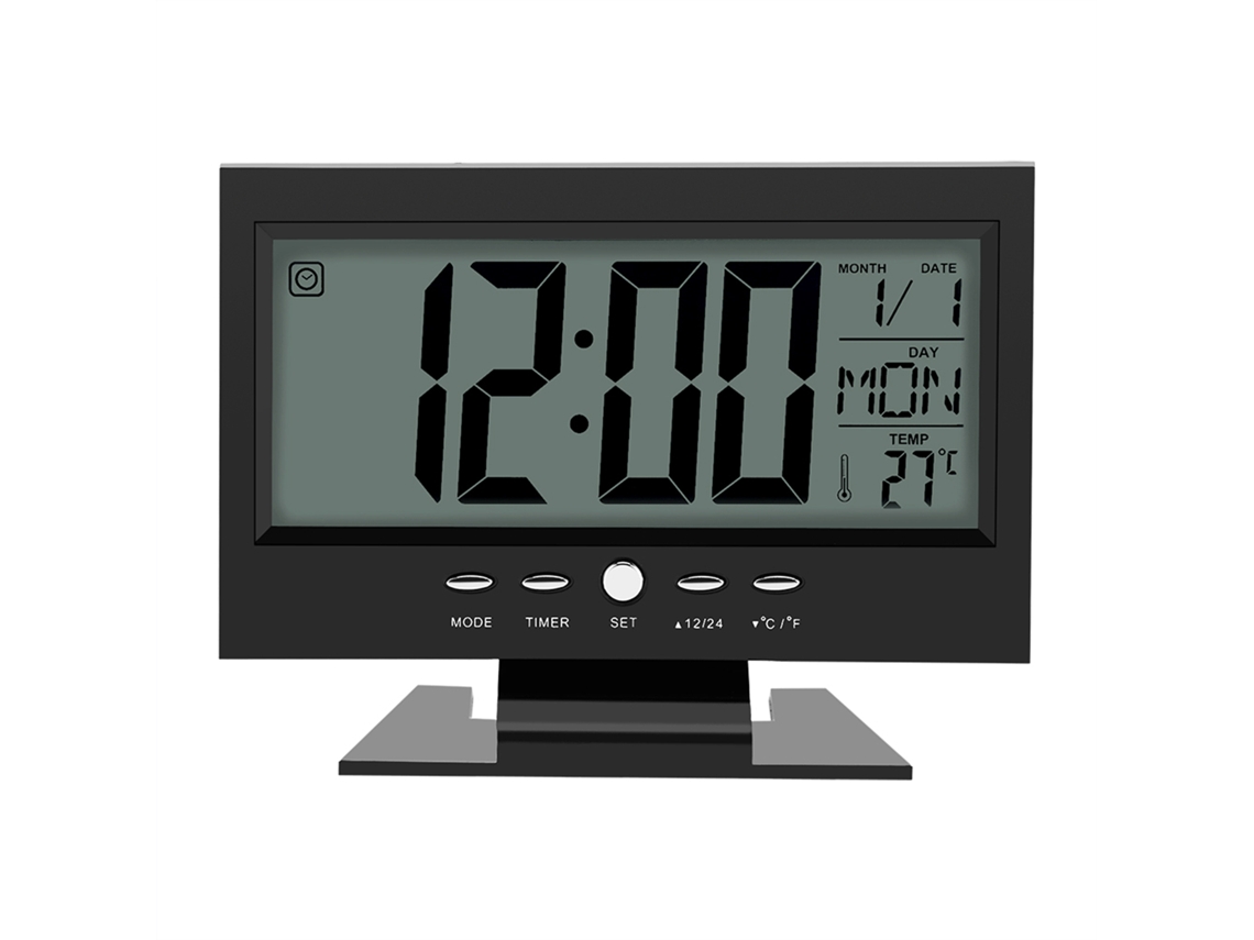 Relógio de Mesa Digital Lcd com Alarme, Sensor de Som | S/MARCA